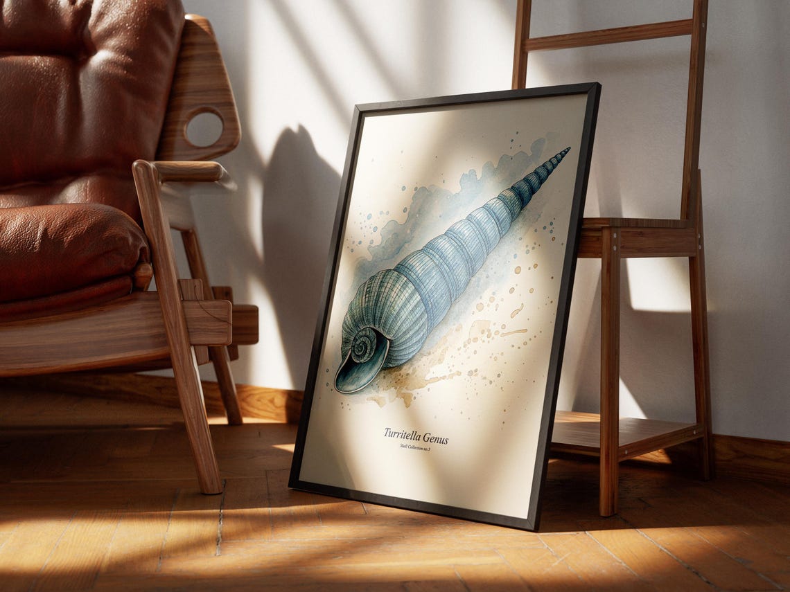 Watercolor Seashell Print, Coastal Antique Drawing - Image 4