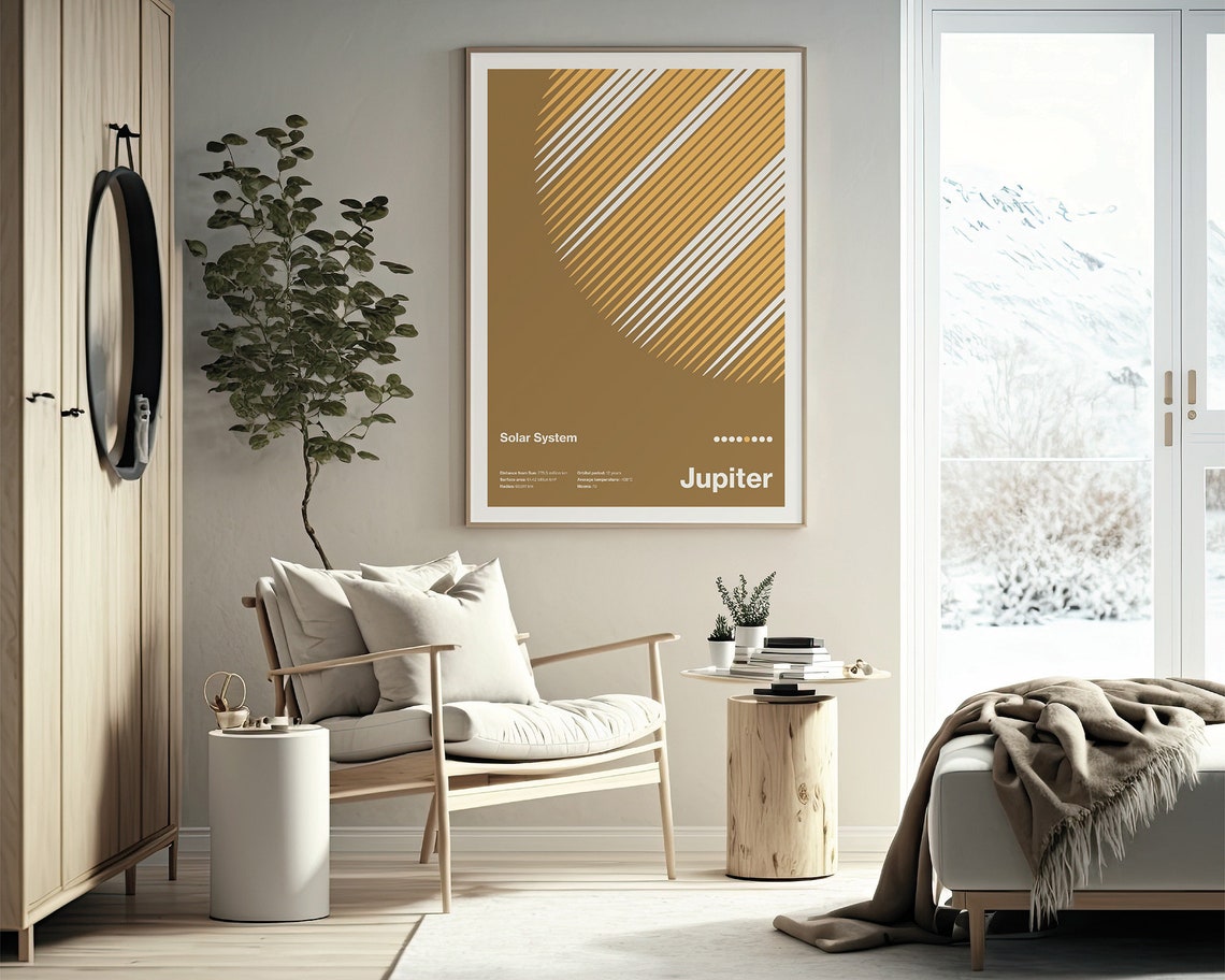 Jupiter Solar System Gold Minimalist Planet Astronomy Art Poster - Image 2