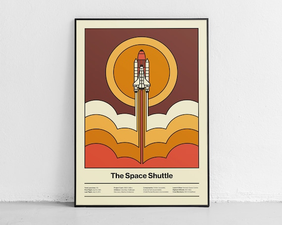 The Space Shuttle Retro Launch Sun Vintage NASA Style Art Poster