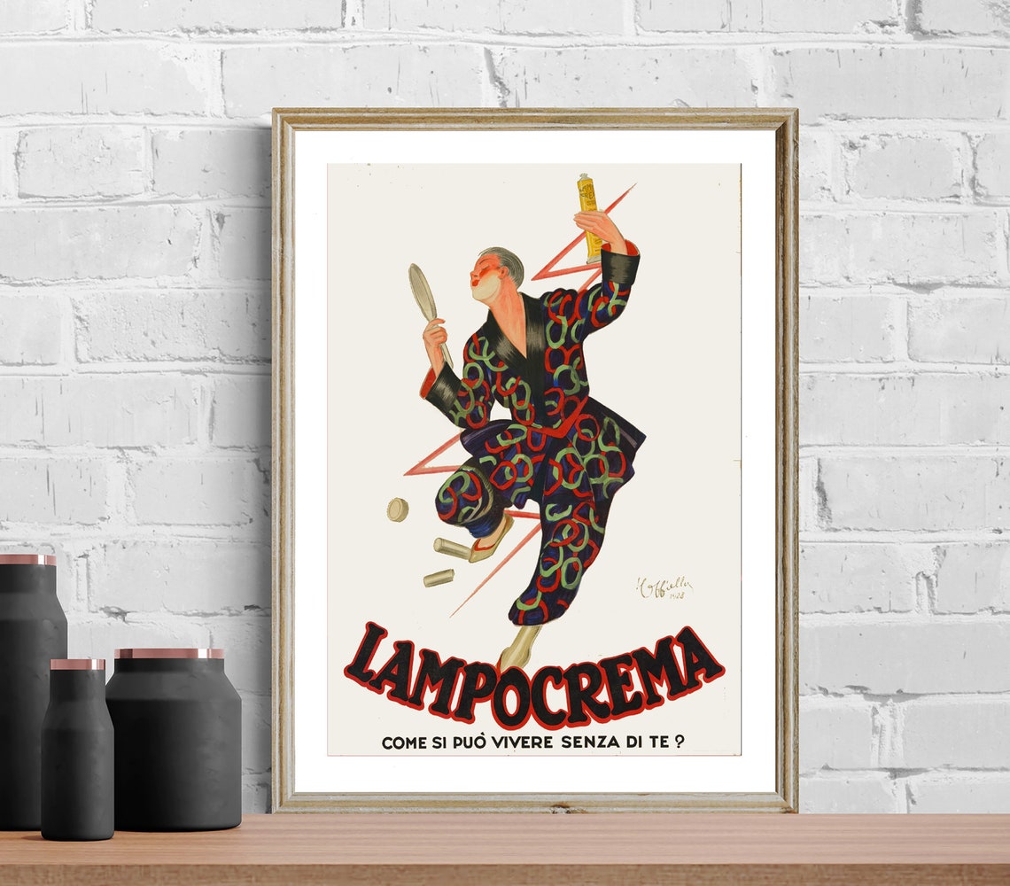 Lampocrema Shaving Cream Dandy Robe Vintage Italian Ad Poster