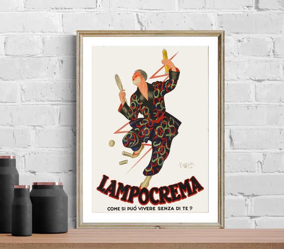 Lampocrema Shaving Foam Vintage Poster By Leonetto Cappiello Poster Paper Or Print Gift Idea Wall Decor