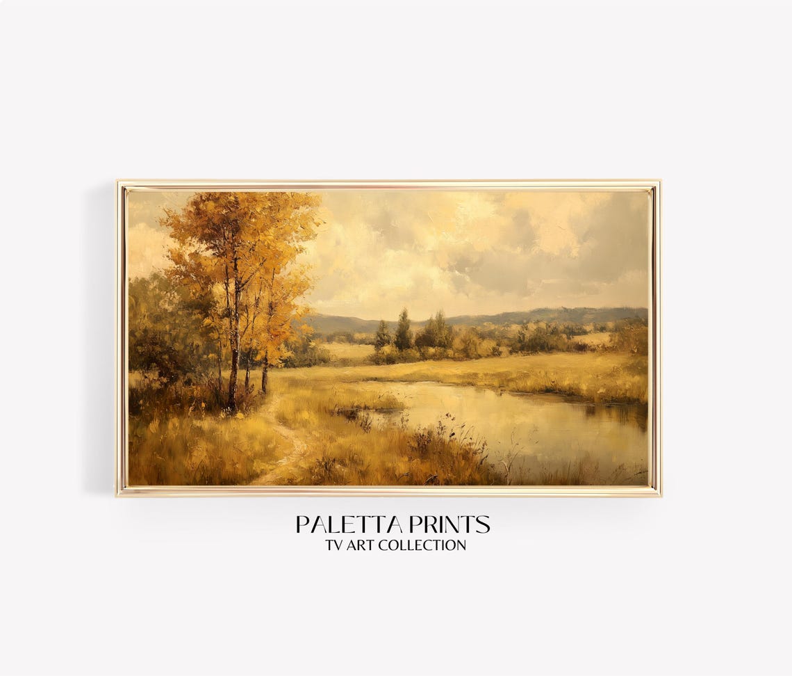 Frame Tv Golden Vintage Meadow Art Art For Frame Tvs Nature Tv Art Rustic Landscape Tv Art Fall Art Paletta Prints