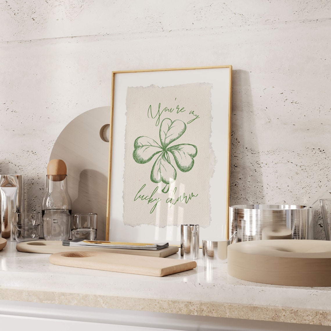 You Are My Lucky Charm Four Leaf Clover Script Green Quote Print - Image 3