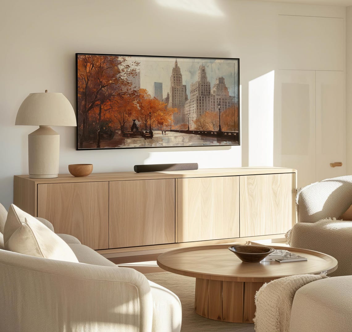 Frame Tv Central Park Fall Art Art For Frame Tvs Rustic Moody Seasonal Tv Art Scenic Vintage Tv Art Paletta Prints - Image 3
