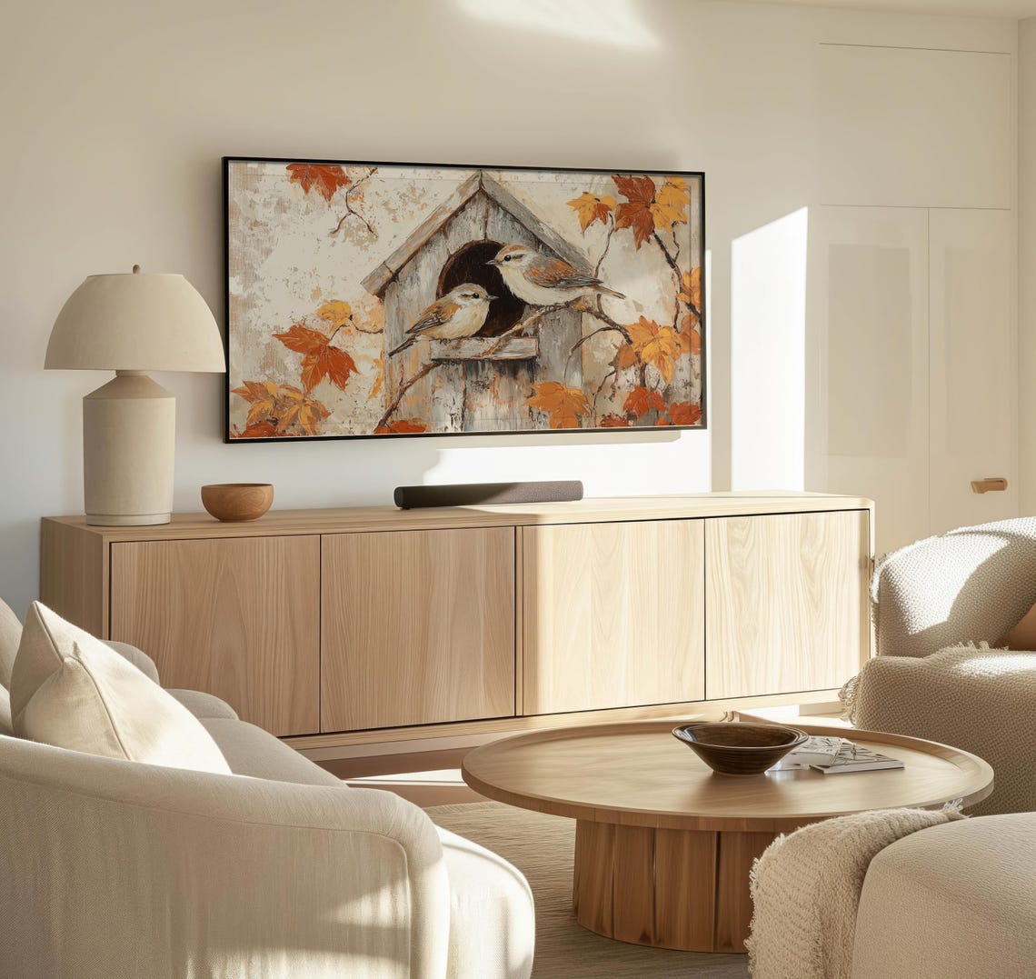 Frame Tv Birdhouse Art Rustic Tv Art Art For Frame Tvs Warm Winter Tv Art Vintage Scene Art Paletta Prints - Image 3