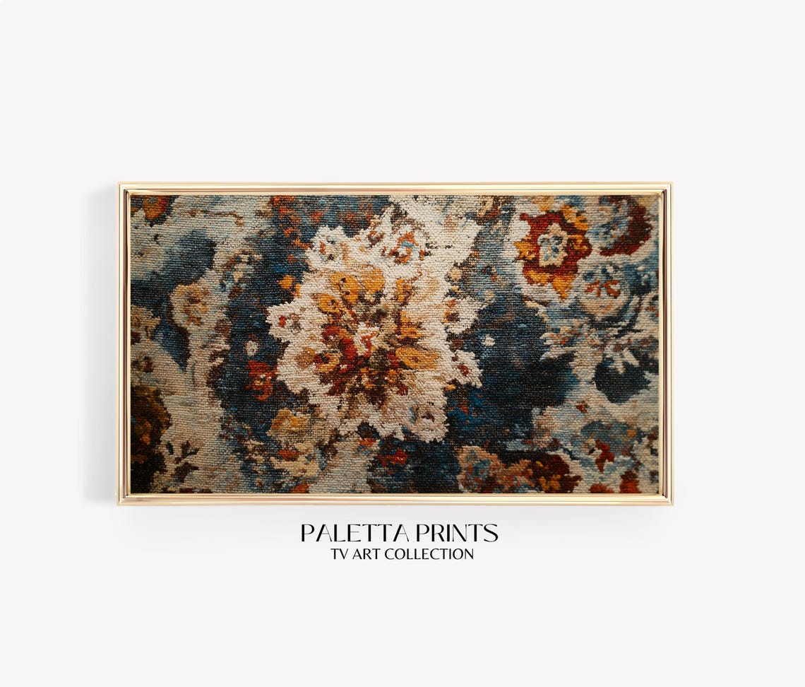 Frame Tv Abstract Rug Texture Floral Art Art For Frame Tvs Vintage Tv Art Moody Flowers Tv Art Paletta Prints