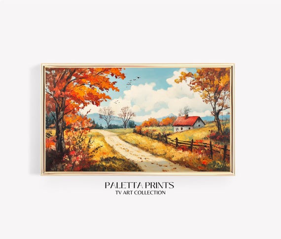 Frame Tv Cottage Art Art For Frame Tvs Country Scene Tv Art Rustic Vintage Tv Art Fall Art Paletta Prints