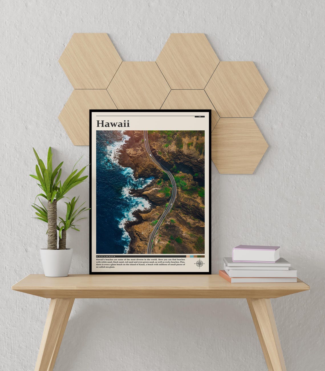 Hawaii Coastal Highway Aerial Road Over Ocean Cliffs View Poster - Image 3