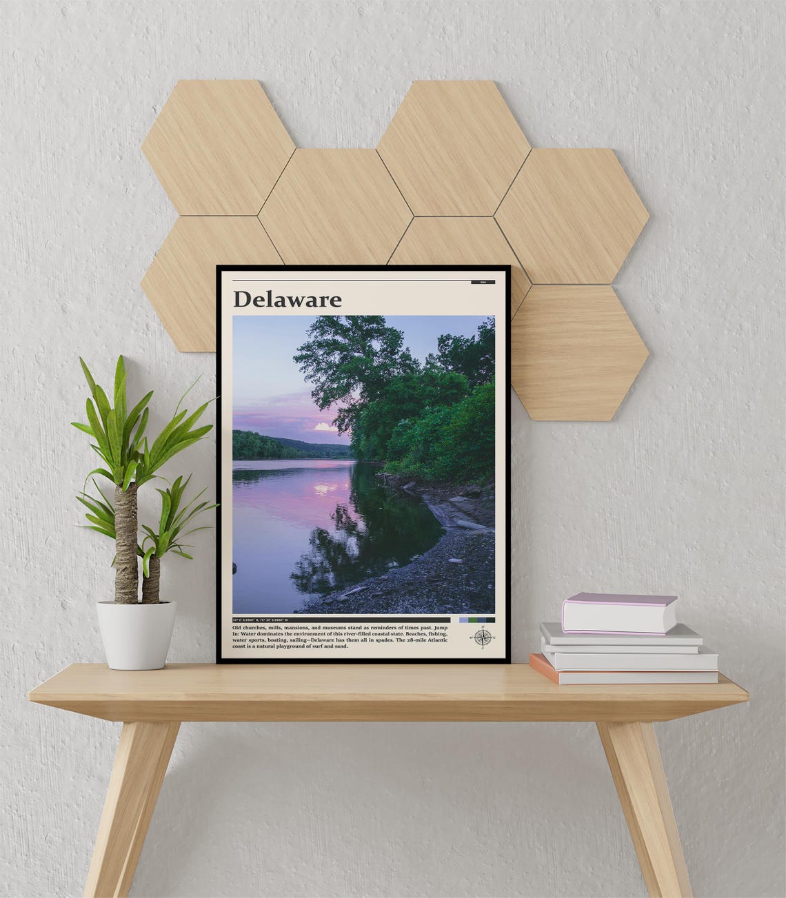 Delaware Riverside Sunset Serene Waterfront Landscape Poster - Image 3