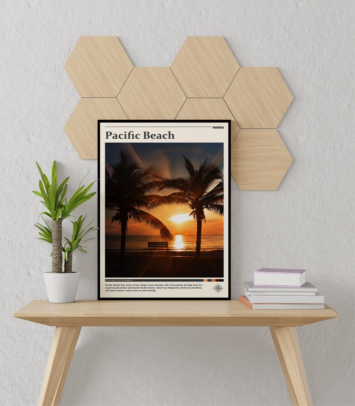 Pacific Beach Sunset Palms San Diego California Travel Poster - Image 3