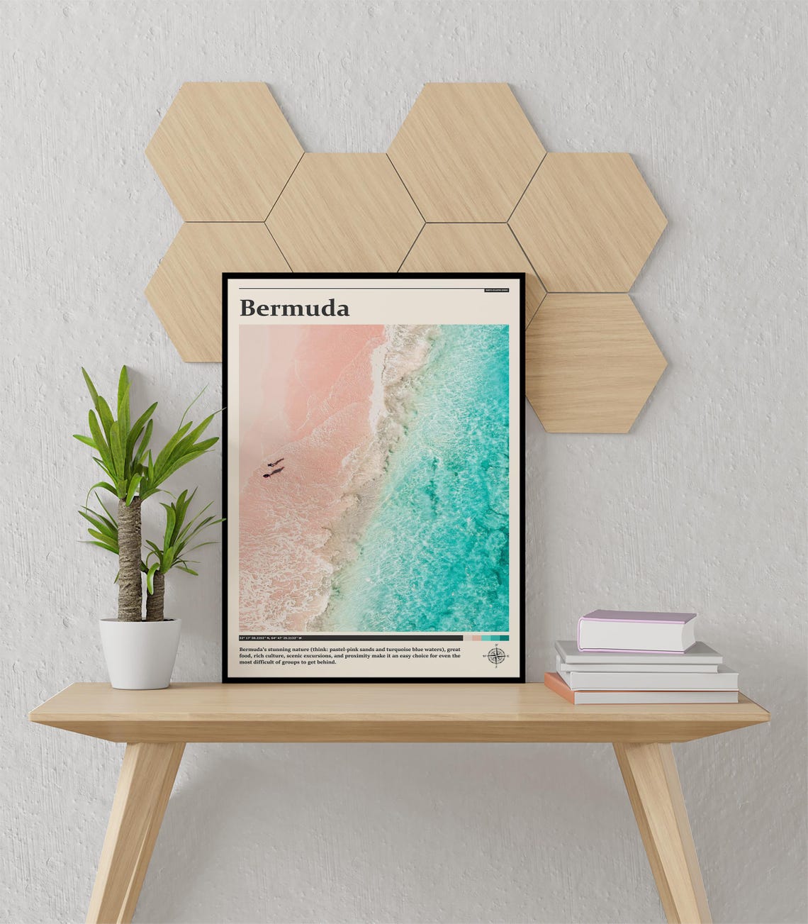 Bermuda Pink Sand Beach And Turquoise Water Aerial Travel Poster - Image 3