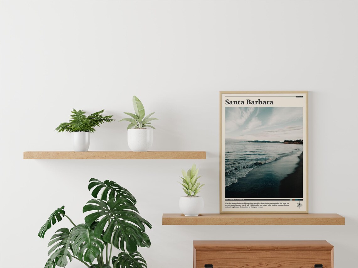 Santa Barbara California Moody Beach Shoreline Waves Photography Poster - Image 4