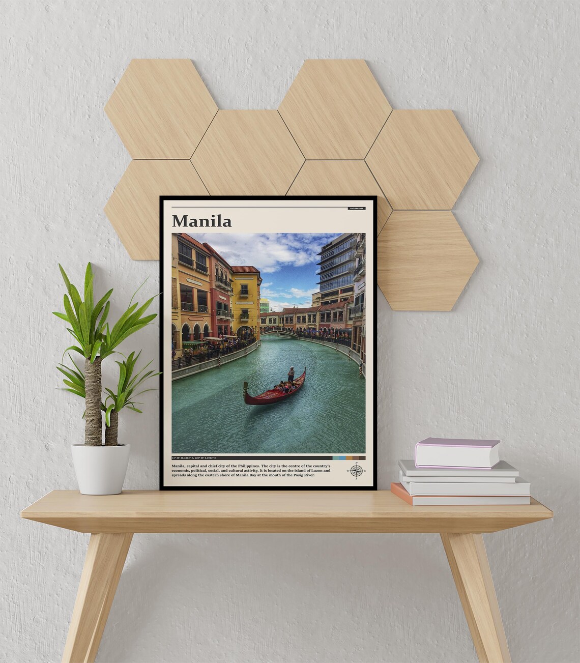 Manila Philippines Venetian Canal Gondola Asia Cityscape Travel Poster - Image 3