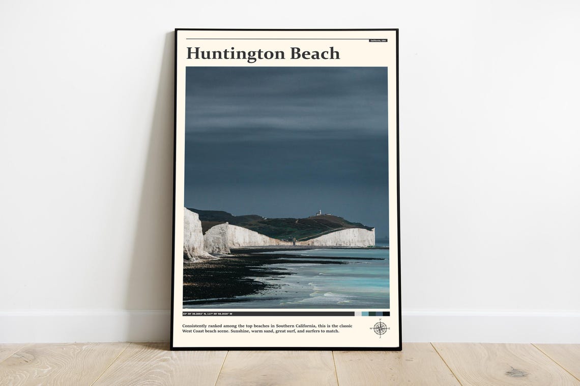 Huntington Beach California White Cliffs Coastal Photography Poster