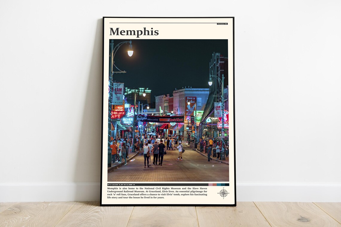 Memphis Beale Street Nightlife Neon Lights Tennessee Music Poster