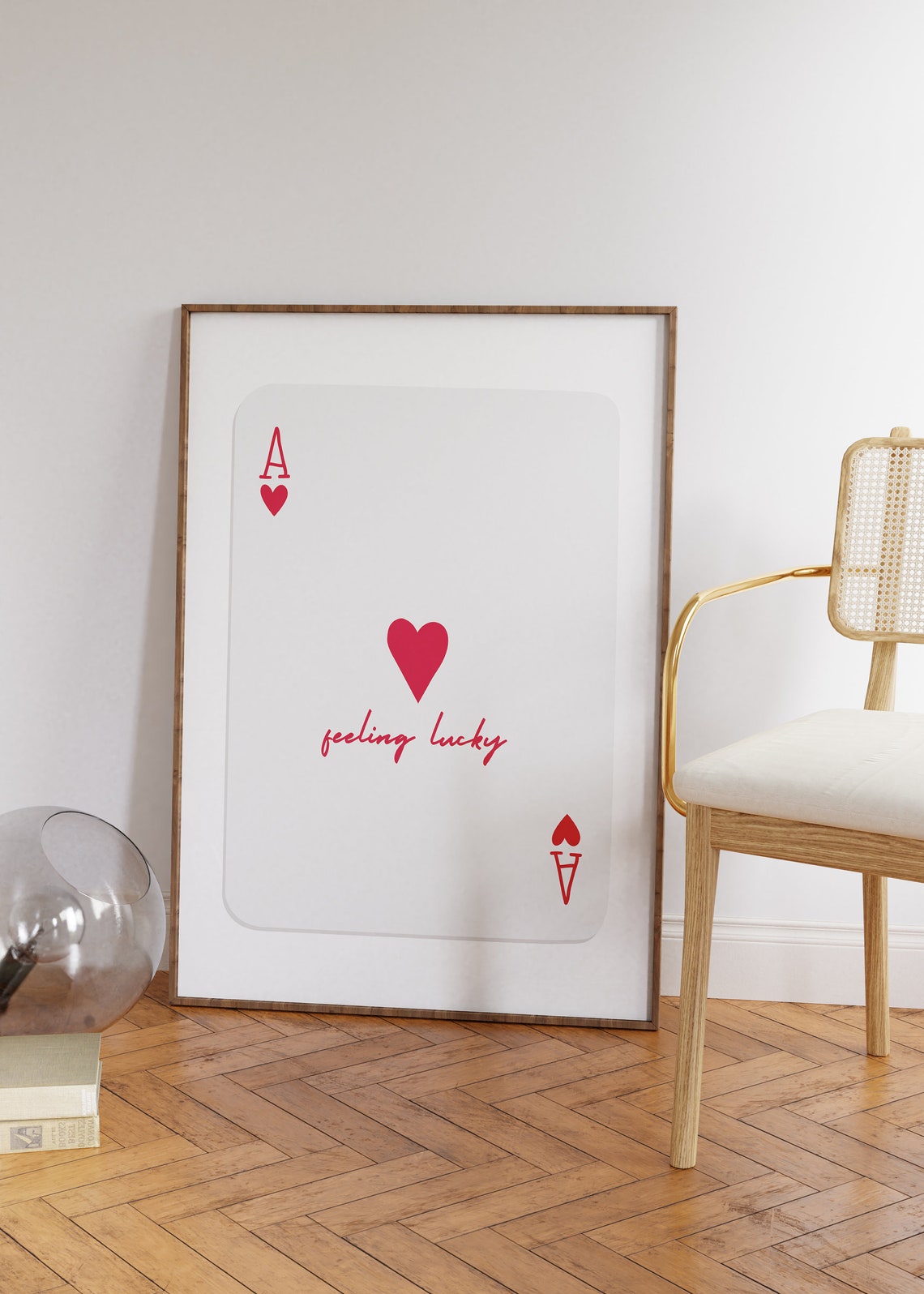 Ace Of Hearts Feeling Lucky Minimalist Modern Playing Card Poster