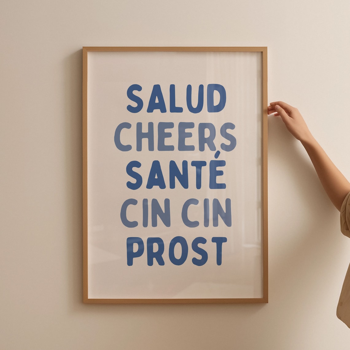 Blue Cocktail Print, Retro Bar Cart Art Poster