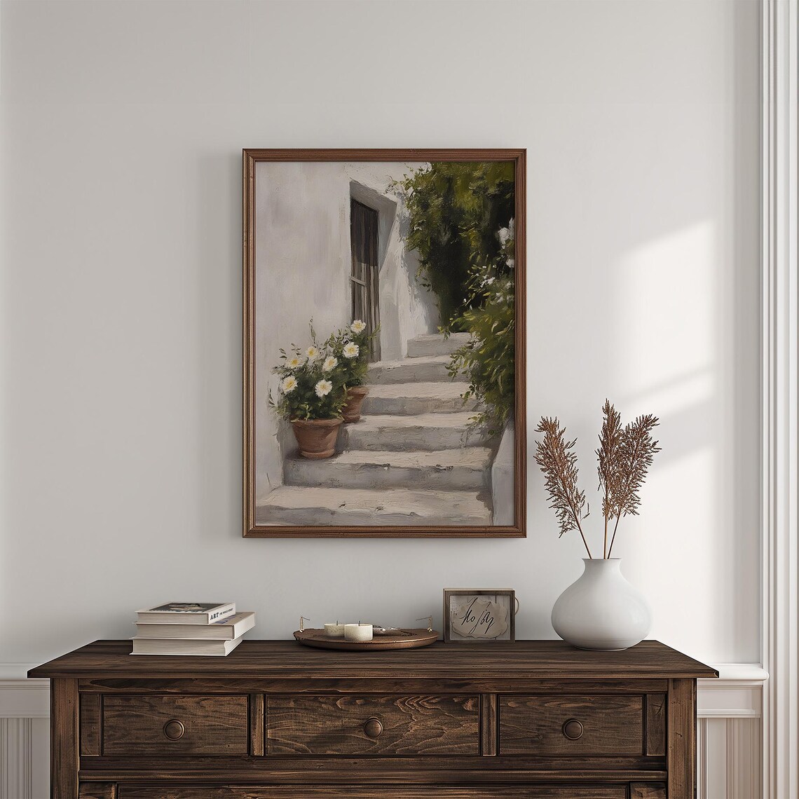Vintage Shabby Staircase Painting, Rustic Garden Decor - Image 4