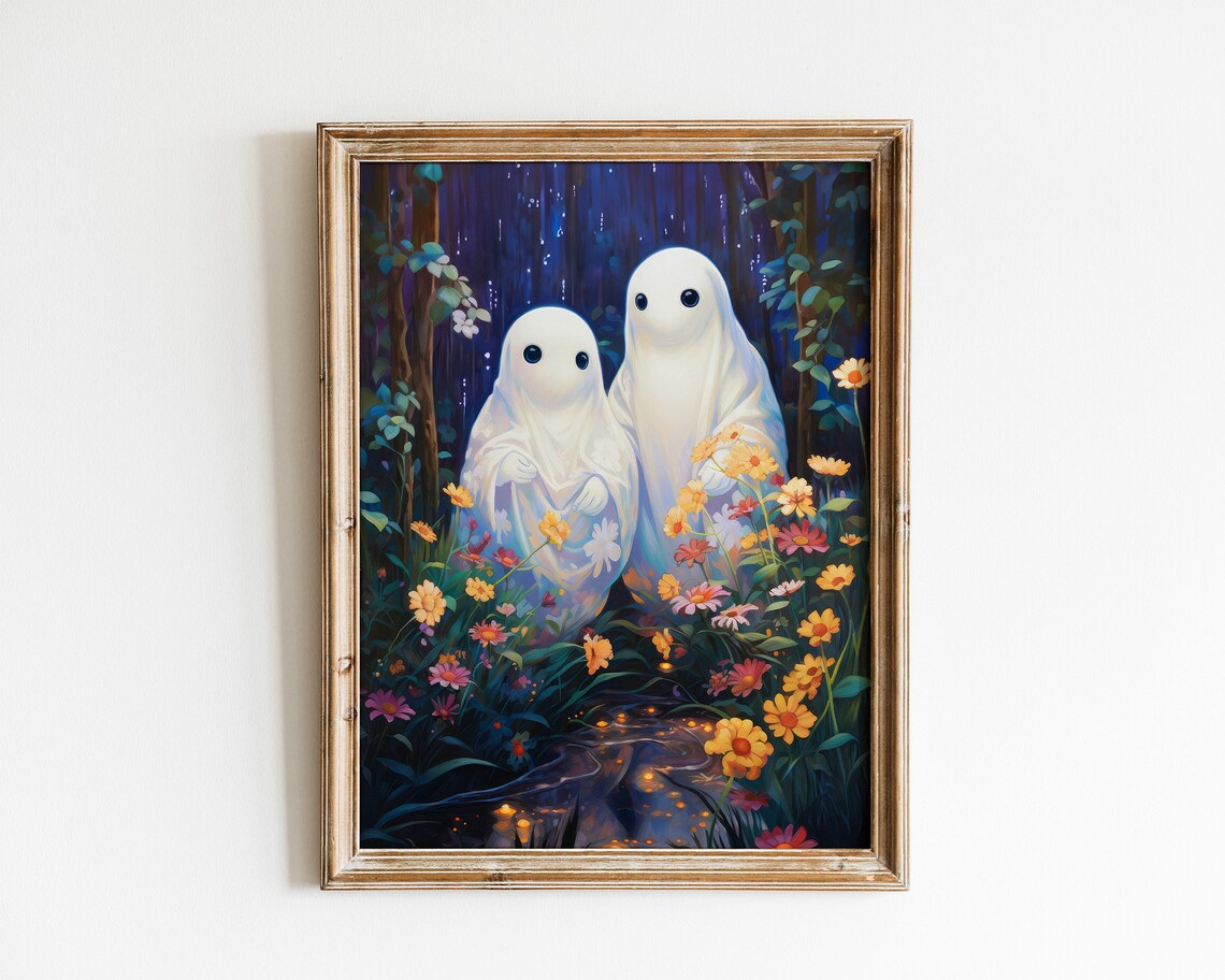 Ghosts In The Forest, Halloween Decor Art Print