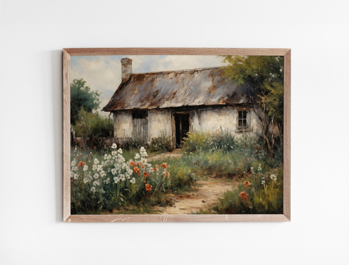 Rustic Charming Cottage Garden With Wildflowers Painting Poster - Image 3