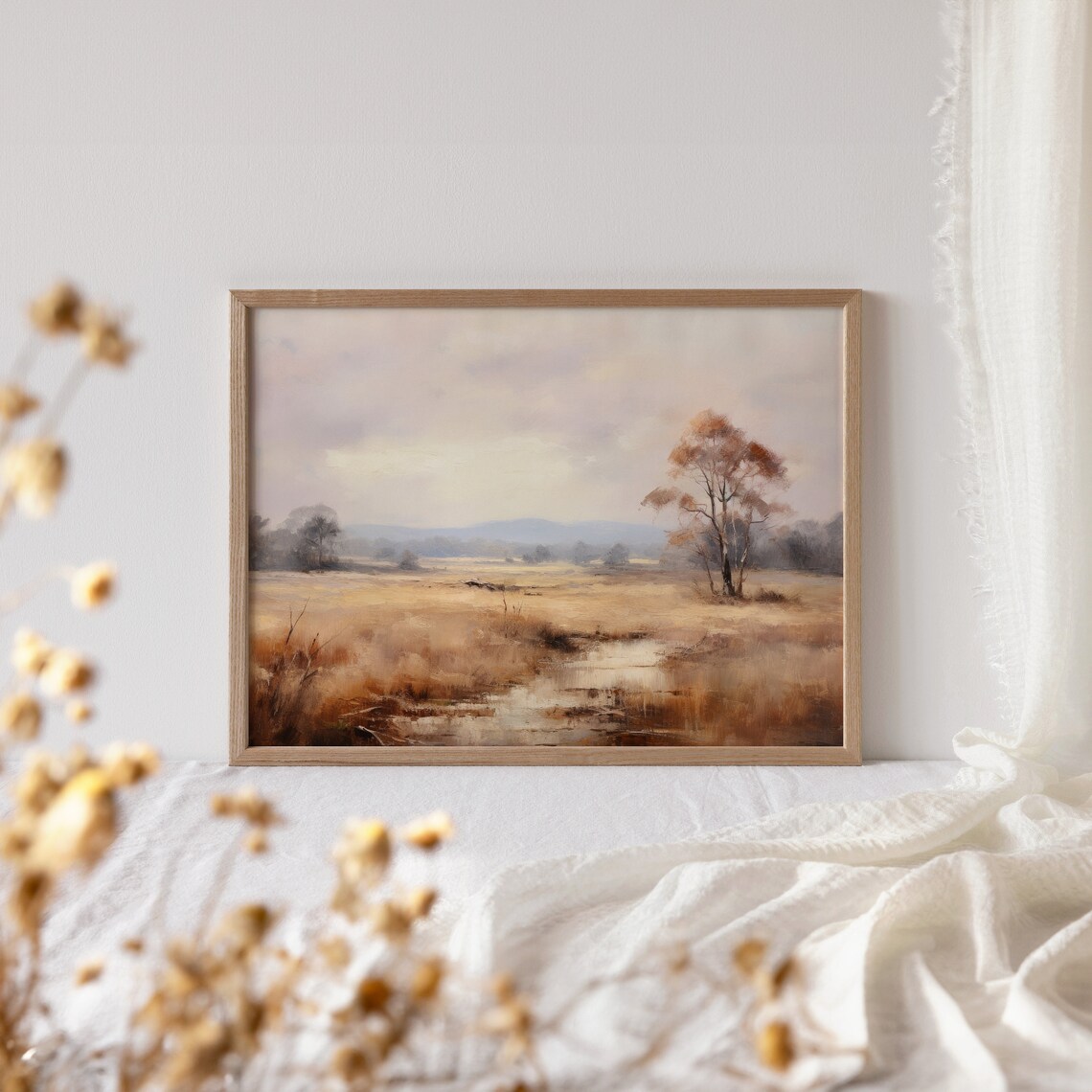 Fall Landscape Vintage Painting, Farmhouse Decor - Image 4