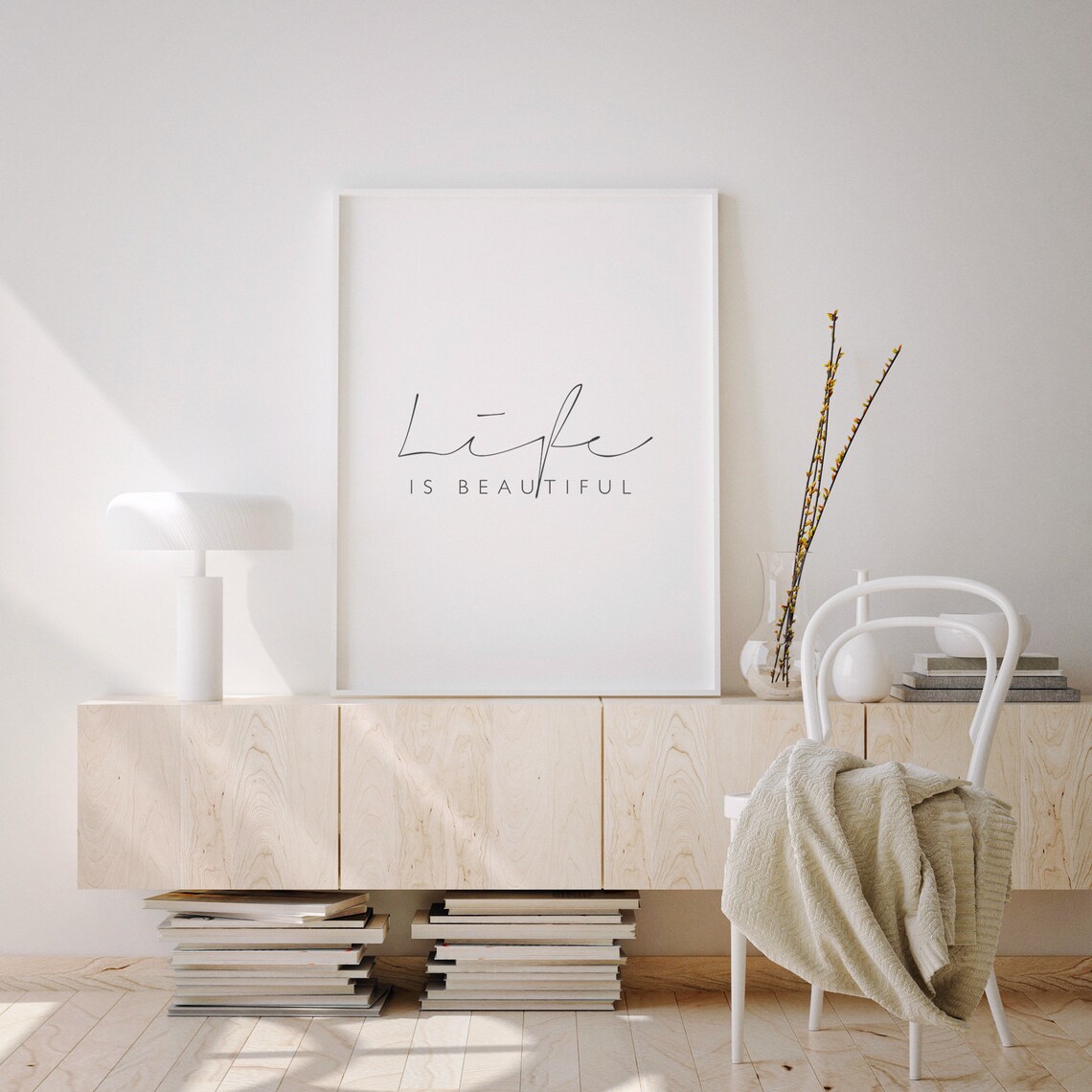 Life Is Beautiful Quote Art Print, Nordic Style - Image 4