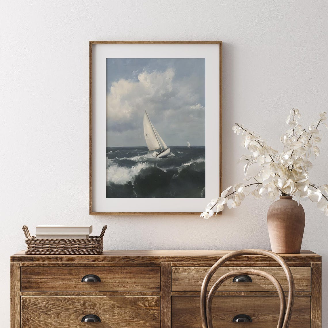 Sailing Boat Stormy Ocean Waves Dramatic Nautical Seascape Poster - Image 7