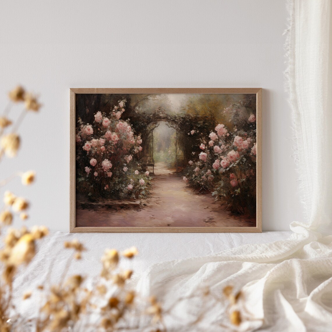 Vintage Rose Garden Landscape, French Garden Art Print - Image 4