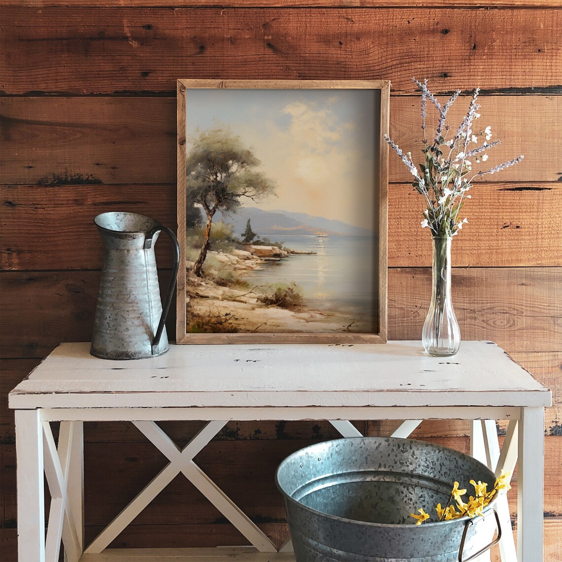 Coastal Landscape Painting, Vintage Farmhouse Decor - Image 3