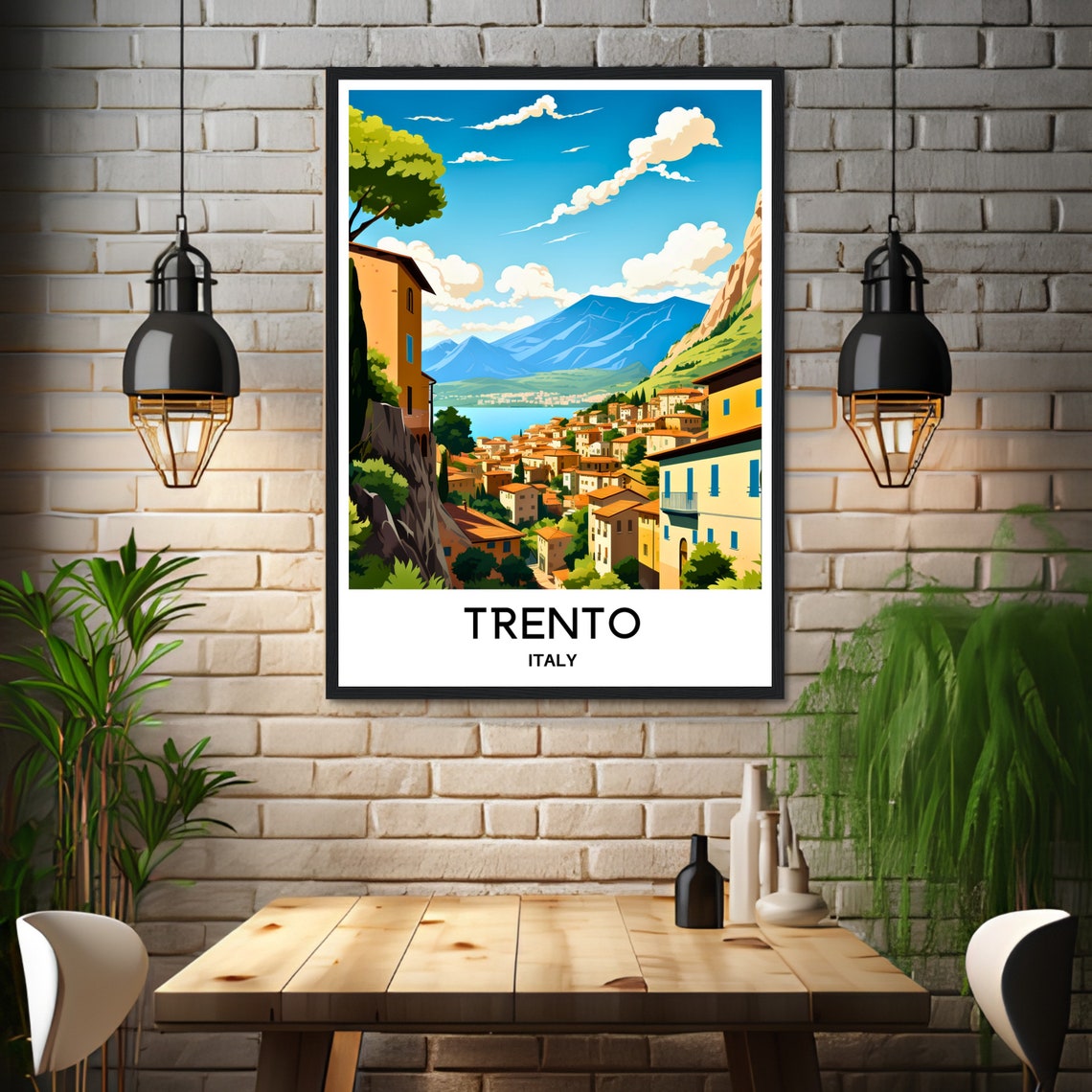 Trento Alpine Town Mountain Views Lake Garda Italy Travel Poster - Image 3