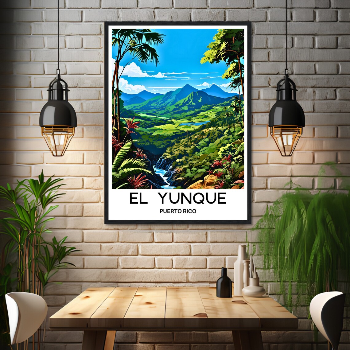 El Yunque Puerto Rico Mountain Valley Panorama Travel Poster - Image 3