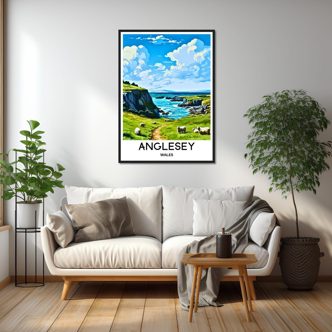 Anglesey Coastal Cliffs Grazing Sheep Wales Countryside Poster - Image 3