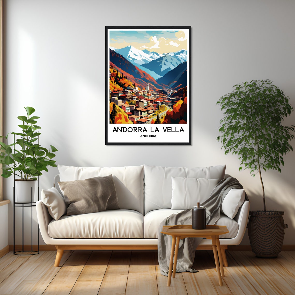 Andorra La Vella Travel Print Andorra La Vella Poster Andorran Art Print Andorra Lover Gift Wall Hanging Andorra La Vella City Illustration - Image 2