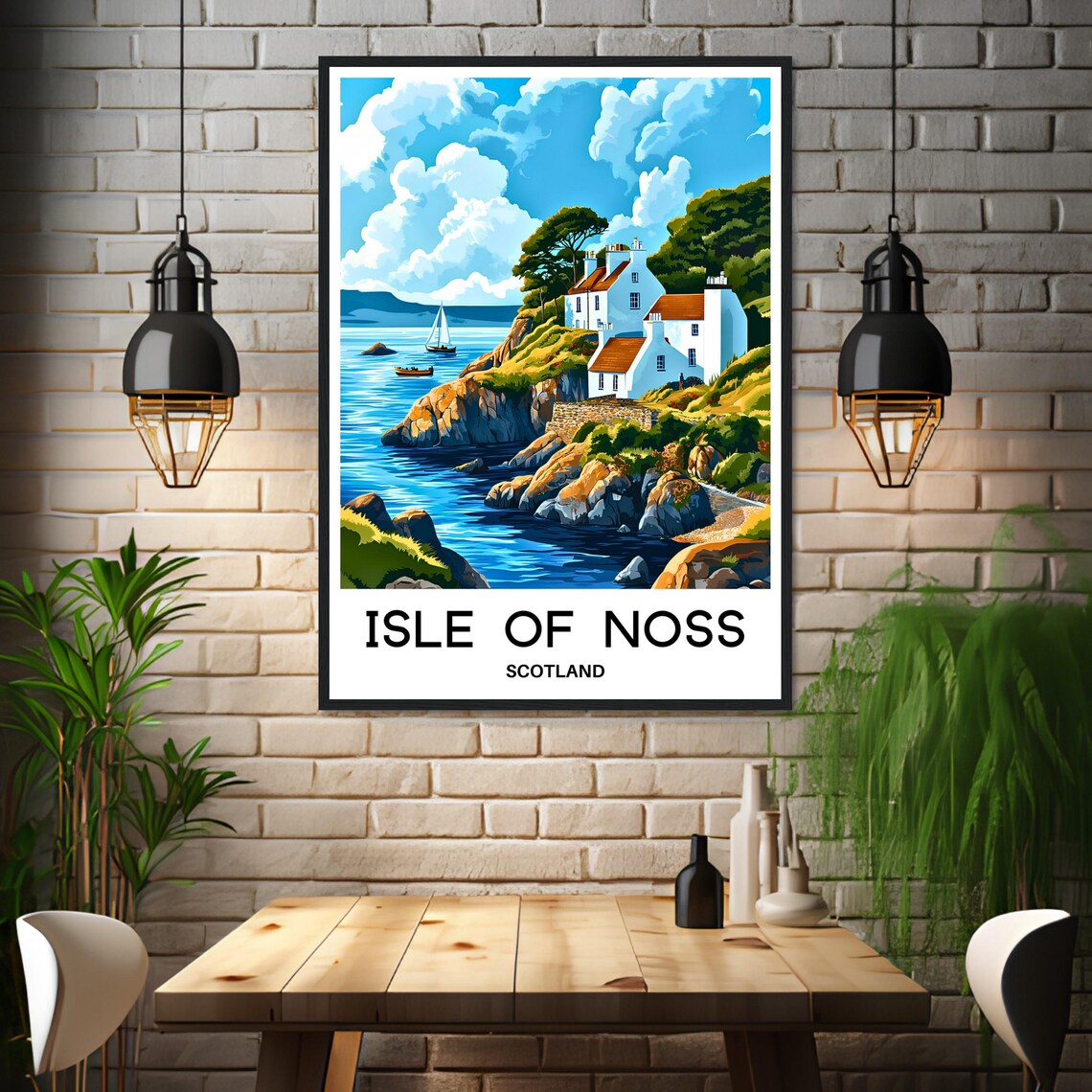 Isle of Noss Scotland Coastal Cottage Cliffside View Travel Poster - Image 3