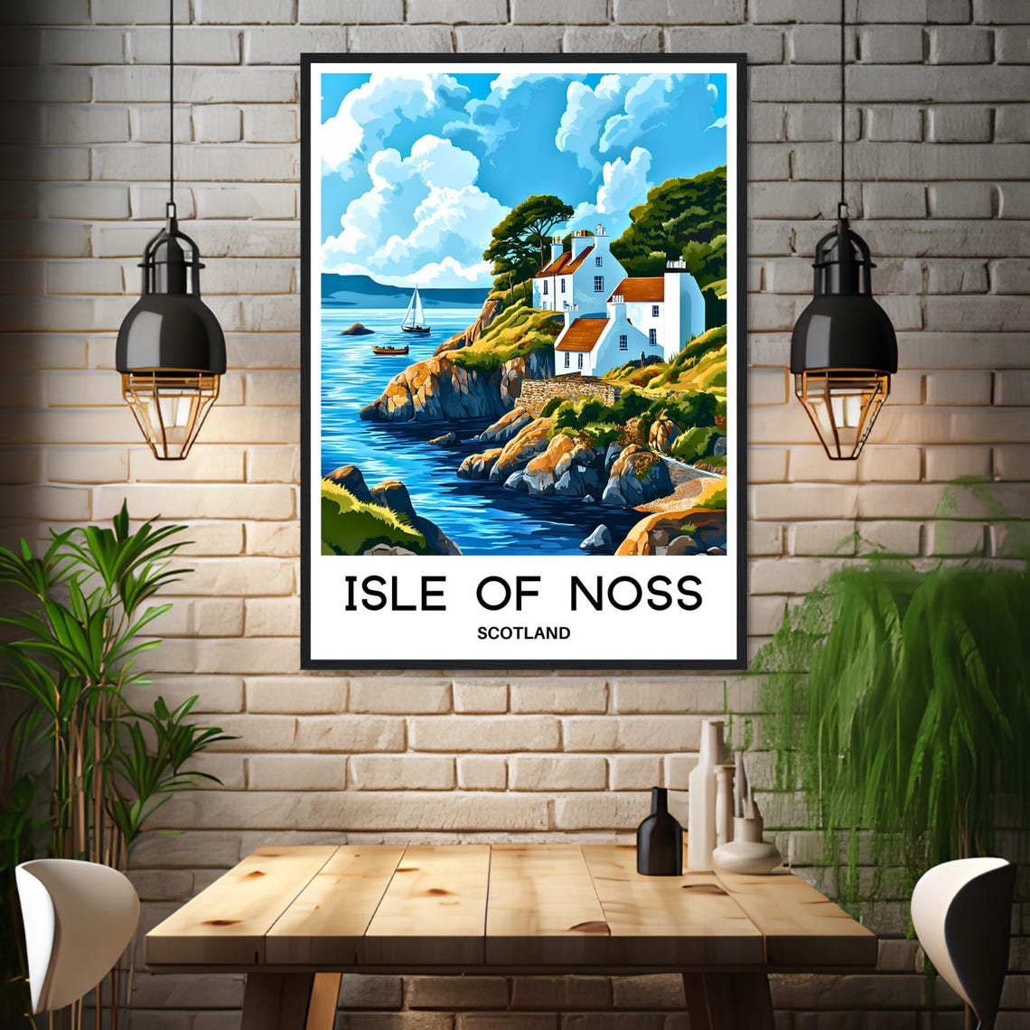 Isle Of Noss Travel Print Isle Of Noss Poster Scottish Art Print Scotland Lover Gift Wall Hanging Isle Of Noss Illustration Home Decor - Image 3