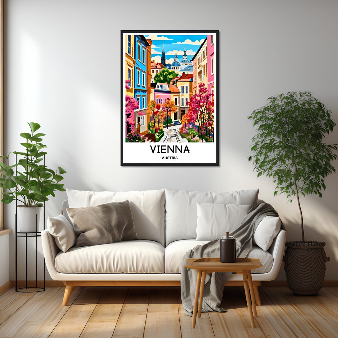 Vienna Austria Colorful Old Town Spring Street Travel Poster - Image 2