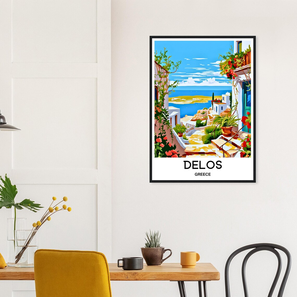 Delos Whitewashed Alley Steps Winding Down to the Aegean Sea Poster - Image 2