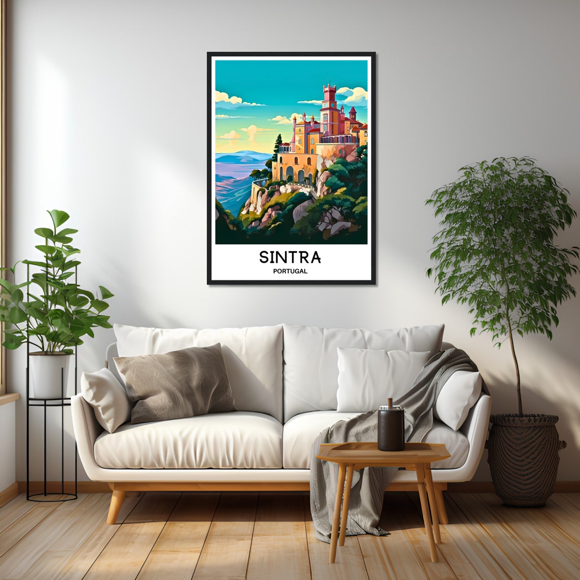 Sintra Portugal Colorful Pena Palace on a Hilltop Travel Poster - Image 2