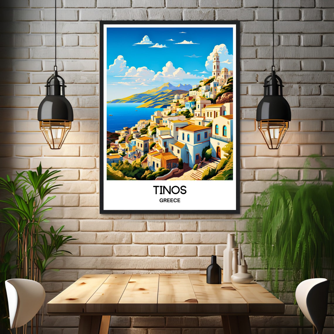 Tinos Travel Print Tinos Poster Greek Art Print Greece Lover Gift Wall Hanging Art Home Office Decor Tinos Island Illustration - Image 3