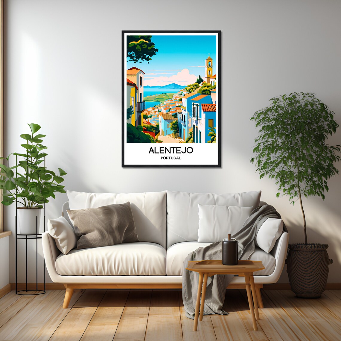 Alentejo Portugal Hillside Village Overlooking The Sea Travel Poster - Image 2