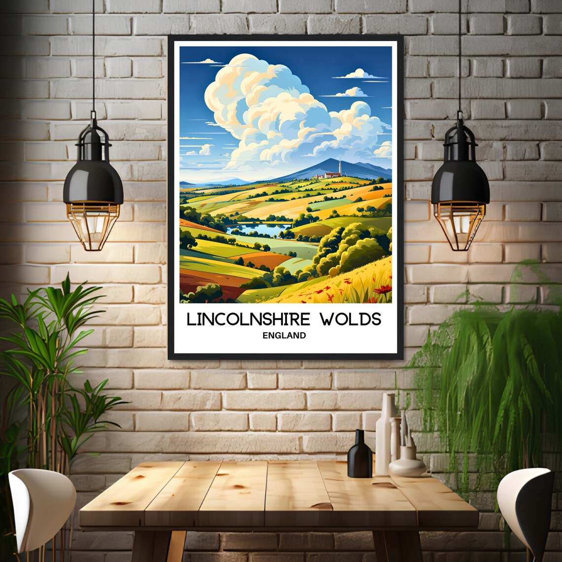 Lincolnshire Wolds Travel Print Lincolnshire Wolds Poster English Art Print England Lover Gift Wall Hanging Art Illustration Home Decor - Image 3