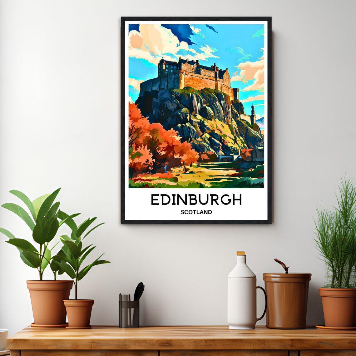 Edinburgh Castle Scotland Autumn Hillside Scene Travel Poster - Image 3