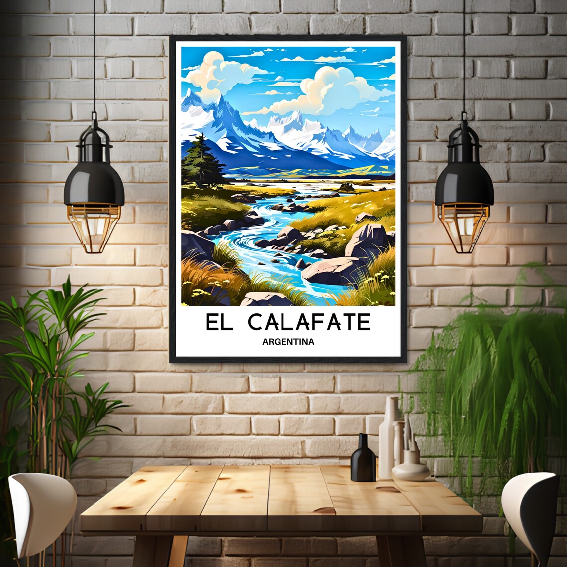 El Calafate Patagonia Snowy Peaks River Argentina Travel Poster - Image 3