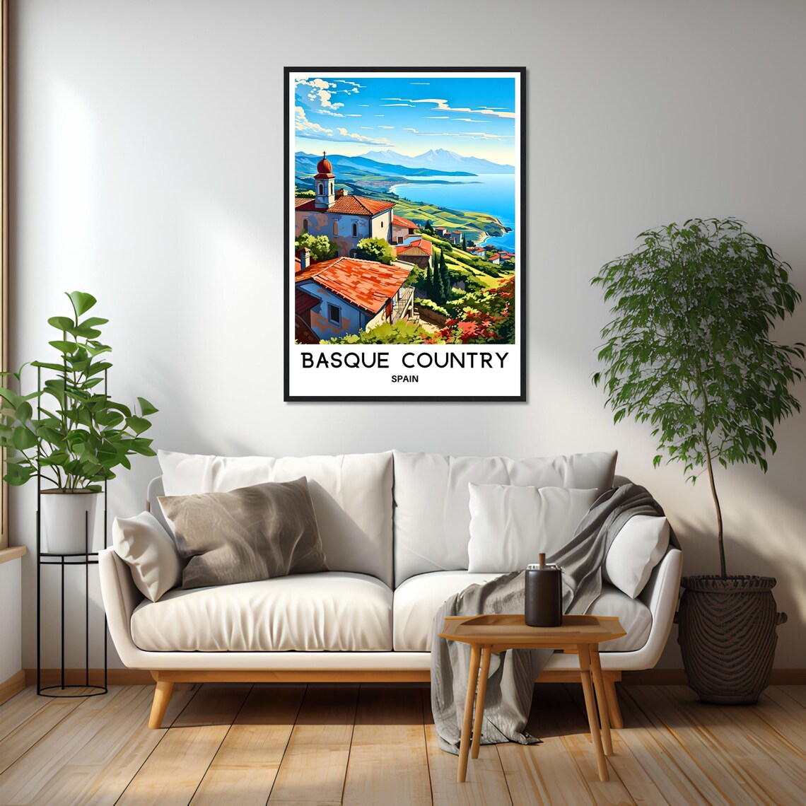Basque Country Spain Hilltop Church Overlooking The Coast Poster - Image 2