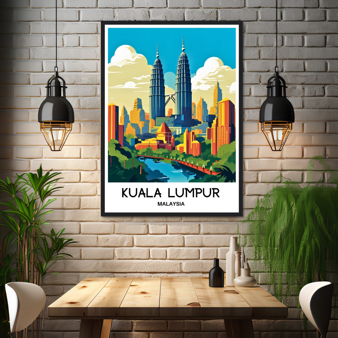 Kuala Lumpur Malaysia Petronas Towers Glowing City Skyline Poster - Image 3
