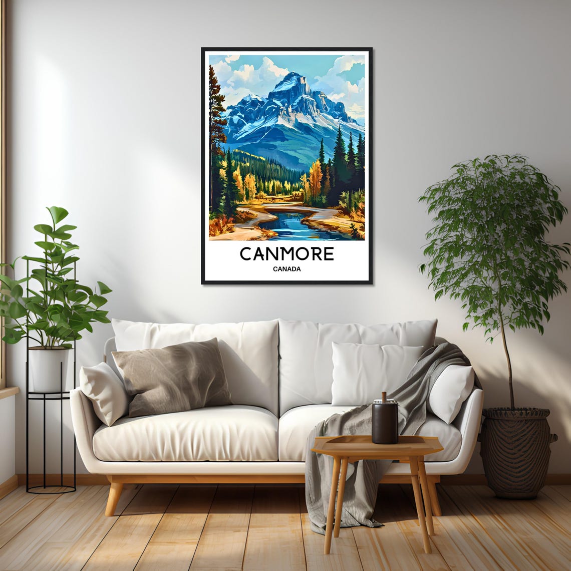 Canmore Canada Snowcapped Rocky Mountain Vintage Travel Poster - Image 2
