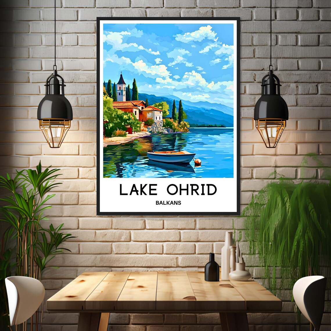 Lake Ohrid Balkans Lakeside Church Travel Poster With Blue Waters - Image 3