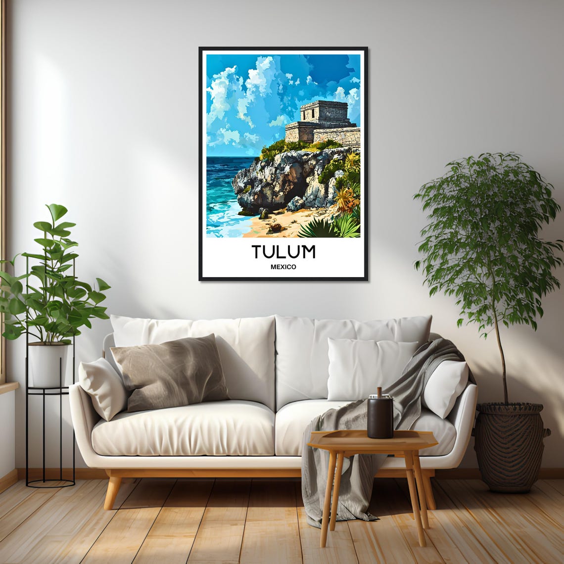 Tulum Mexico Mayan Cliff Ruins Caribbean Beach Vintage Travel Poster - Image 2