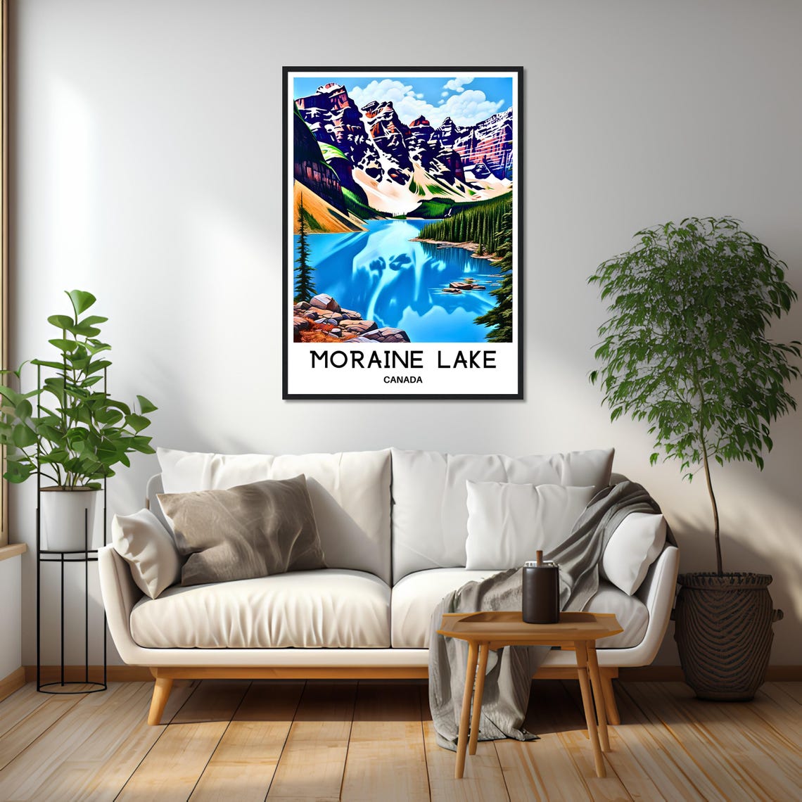 Moraine Lake Canada Sapphire Water Rugged Rocky Peaks Poster - Image 2