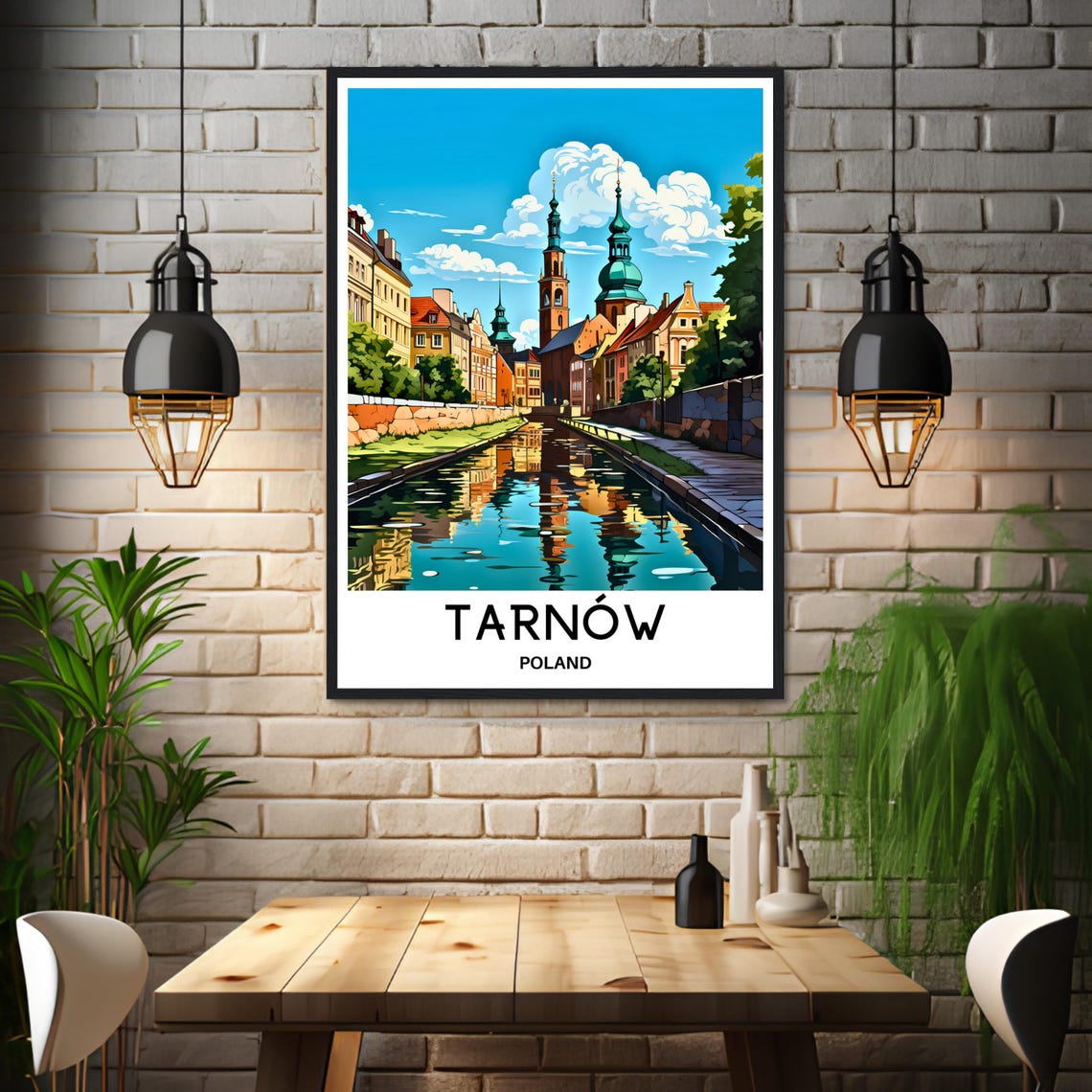 Tarnów Poland Old Town Canal Reflection Historic City Poster - Image 3
